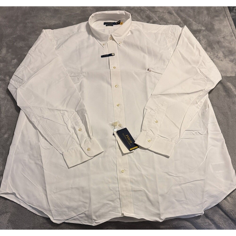 2XB Polo Ralph Lauren Performance Shirt Mens White Wicking Button Down